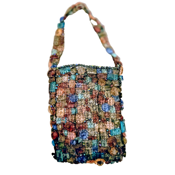 Vintage Handmade Crystal and Wire Small Handbag Unique - Picture 2 of 8